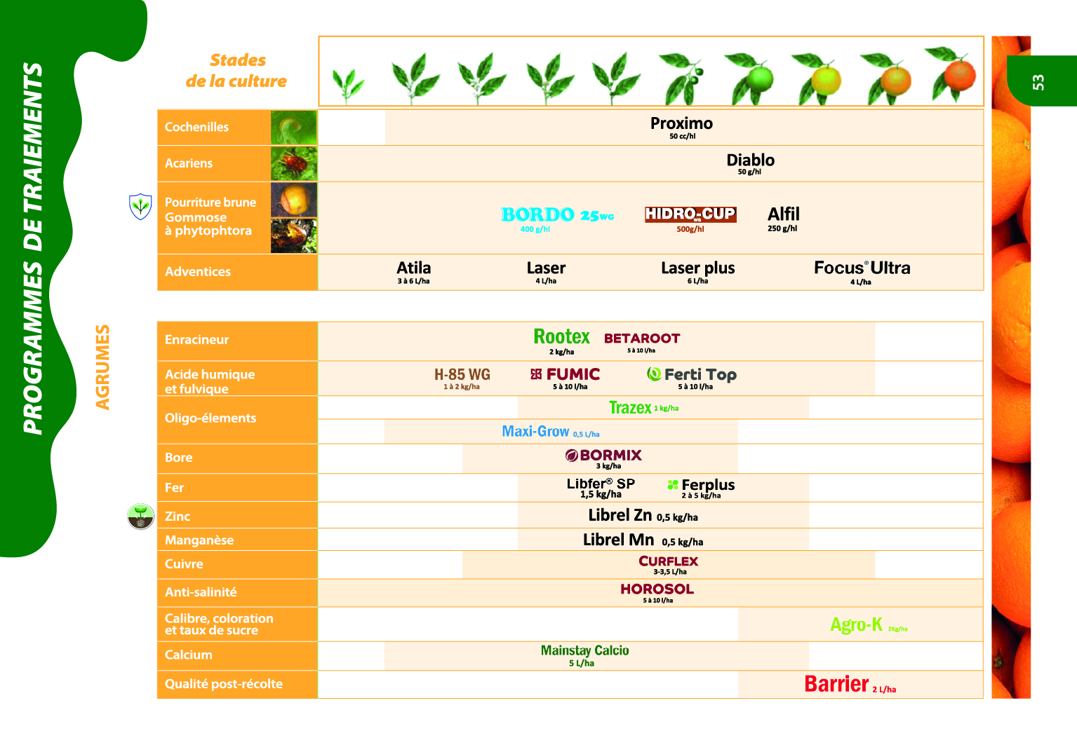 Programme de traitements agrumes